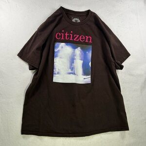 Citizen Brown Short-Sleeve Tee with Pink Logo and Blue Graphic